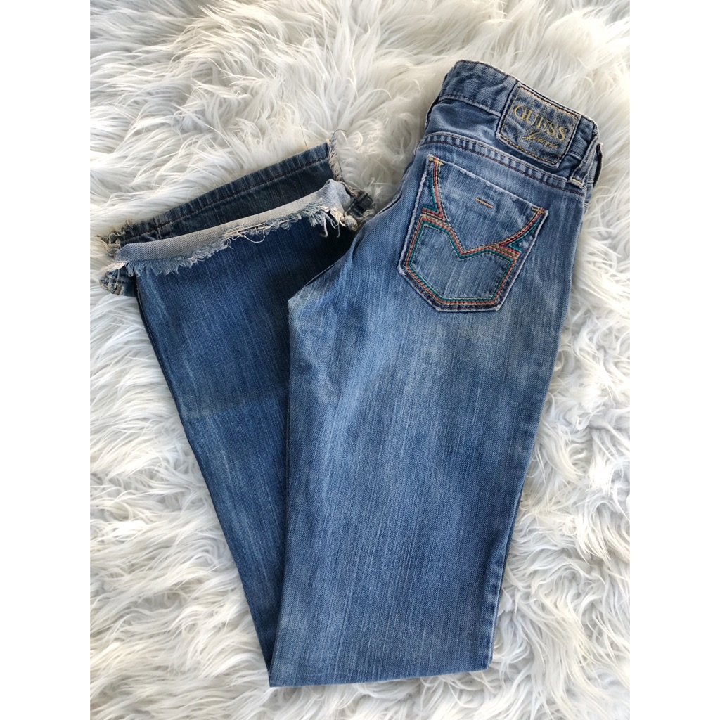 90’s Guess Embroidered Light Denim Boot Cut Jeans